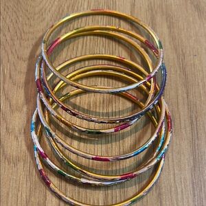 Colorful Gold-Tone Bangle Set